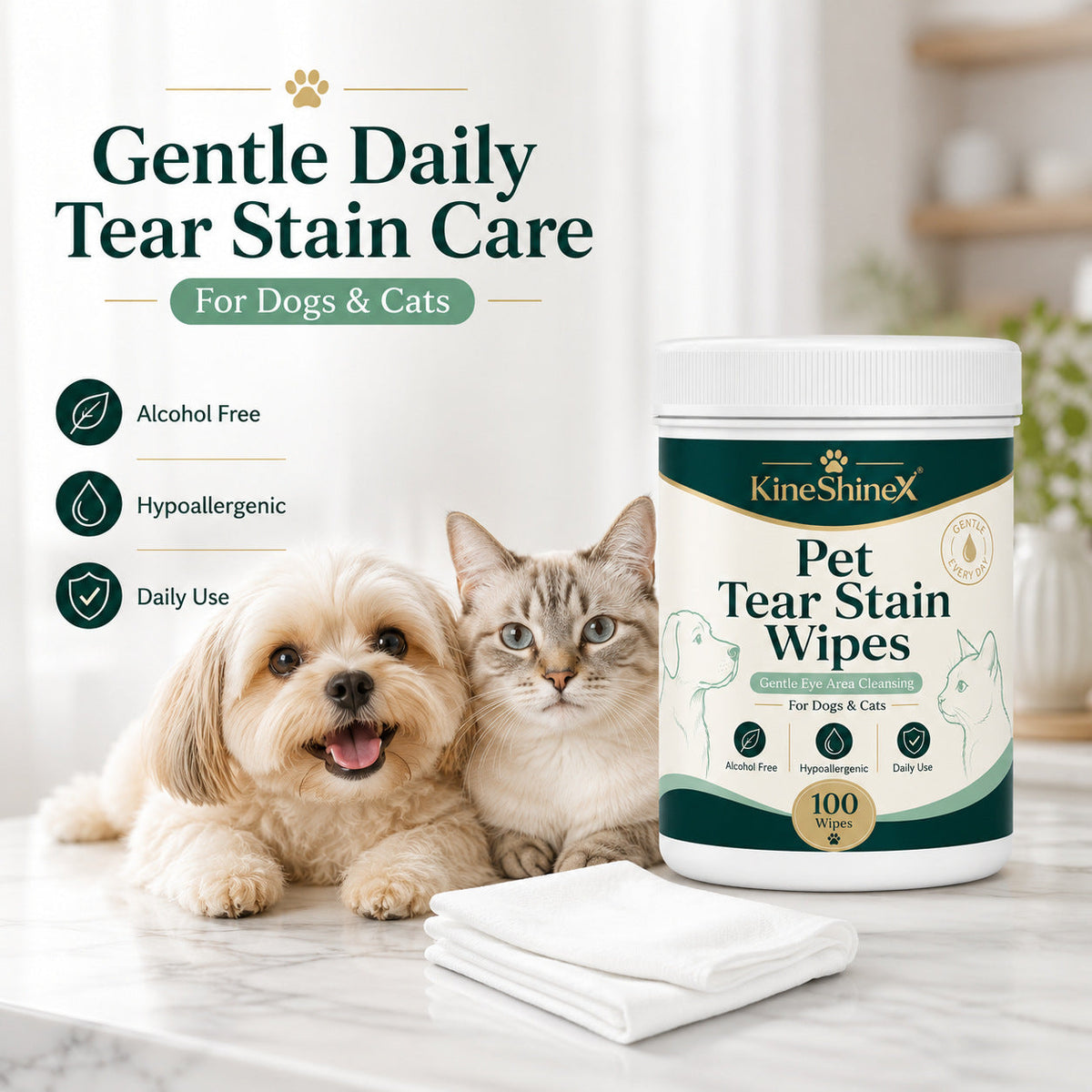 Cat and dog pet tear-stain wipes