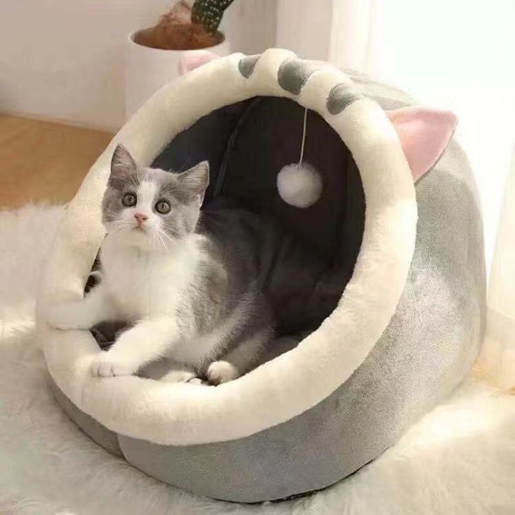 Four-Season Enclosed Pet House with Removable Cushion