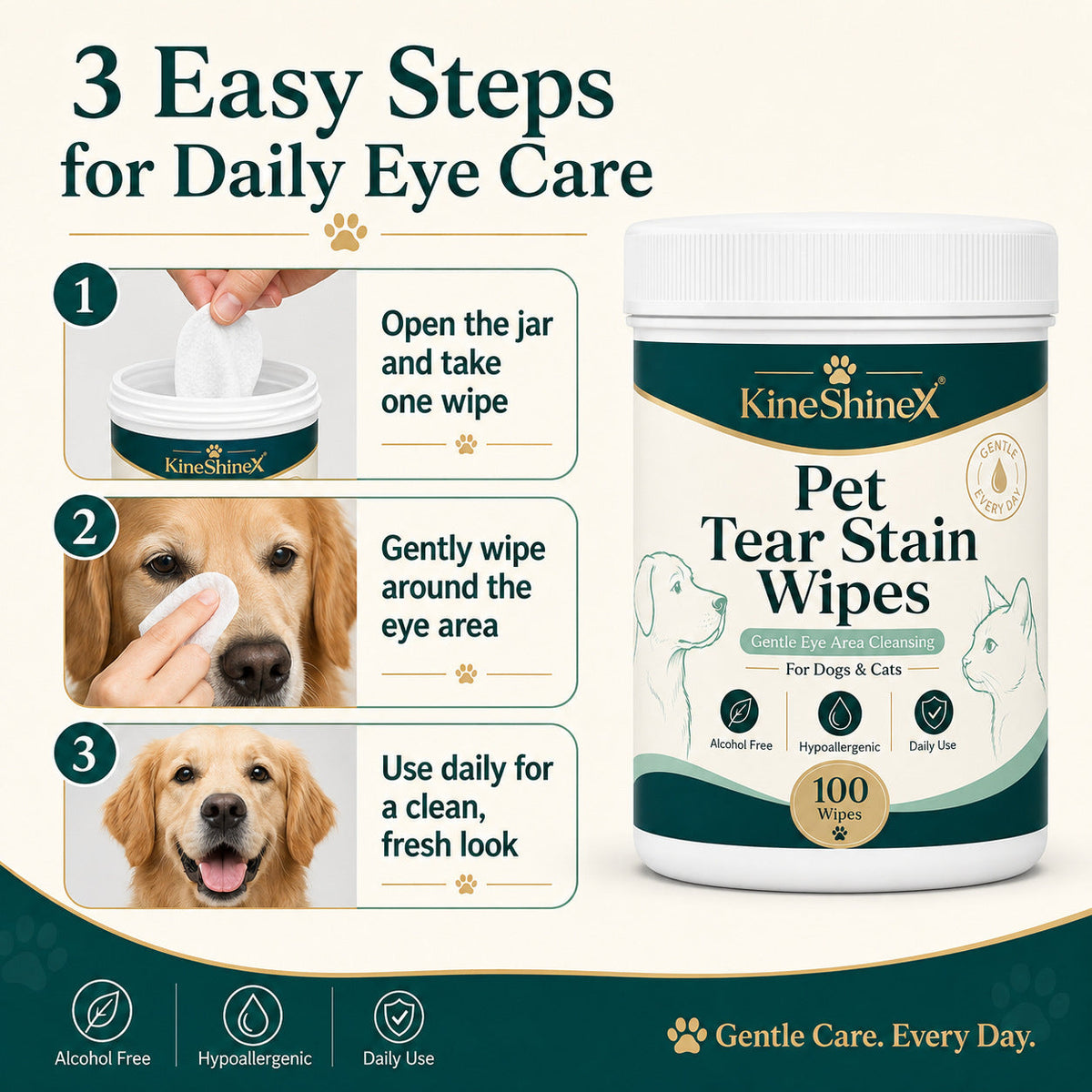 Cat and dog pet tear-stain wipes