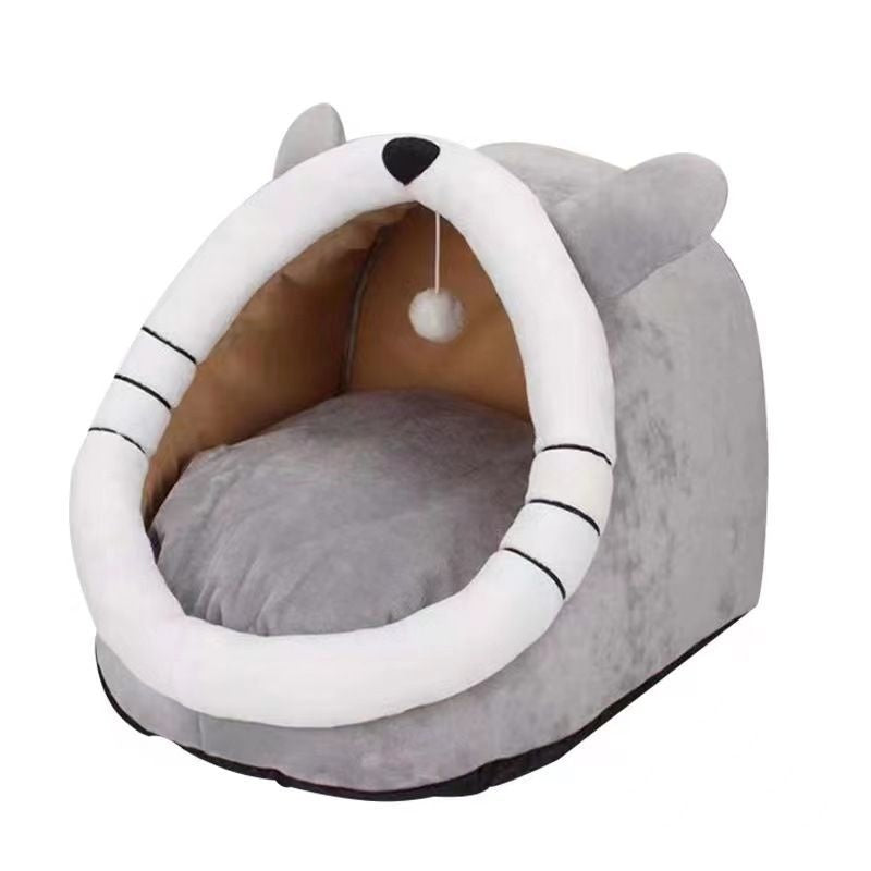 Four-Season Enclosed Pet House with Removable Cushion