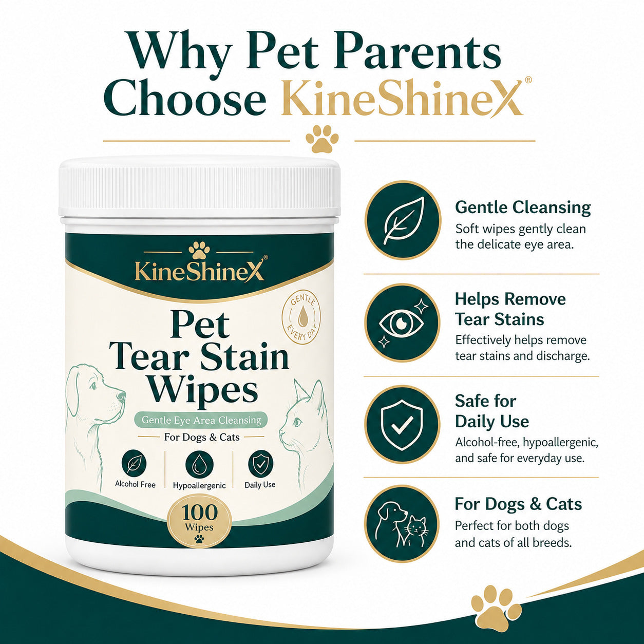Cat and dog pet tear-stain wipes