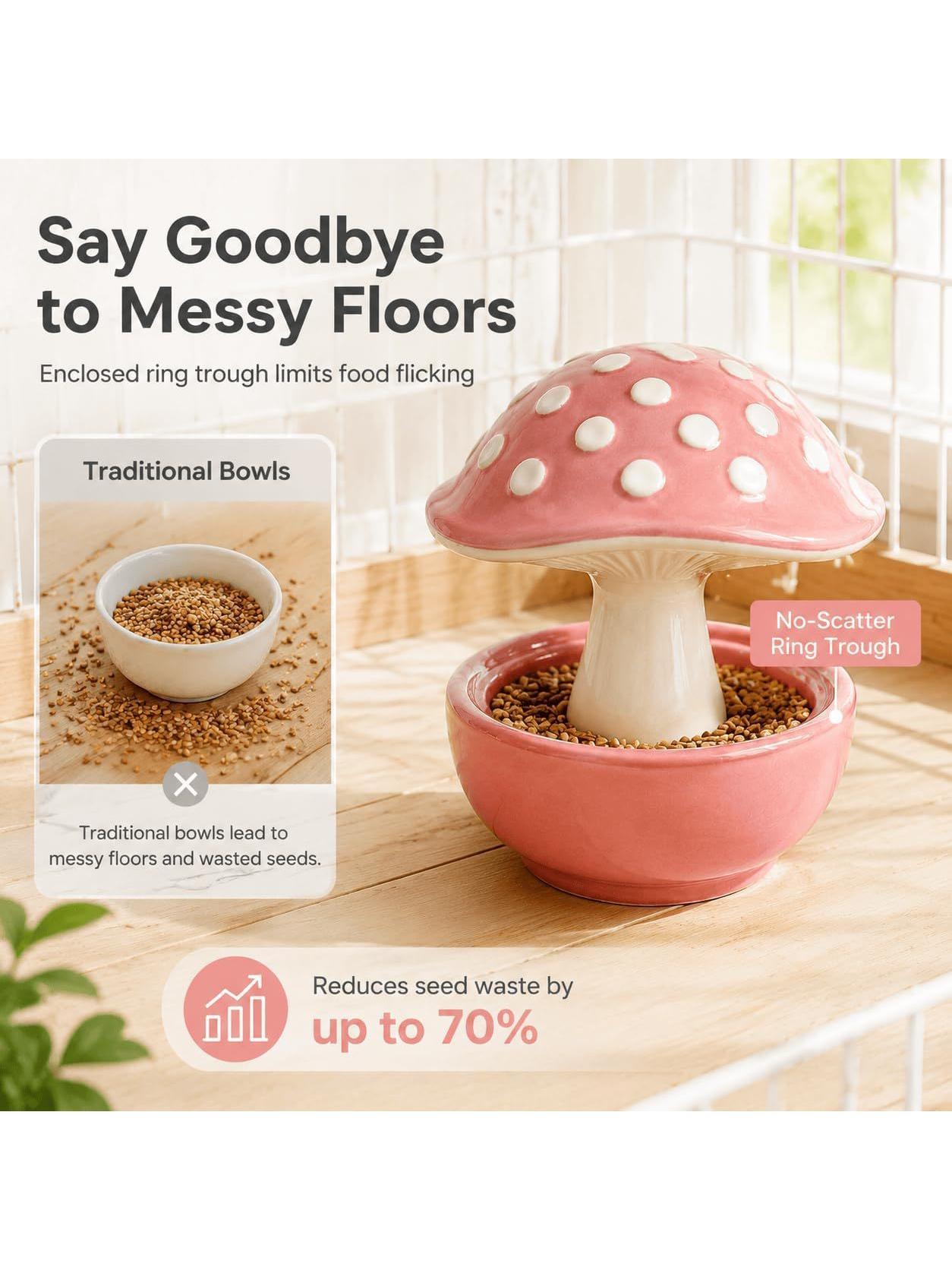 Ceramic Mushroom Bird Feeder
